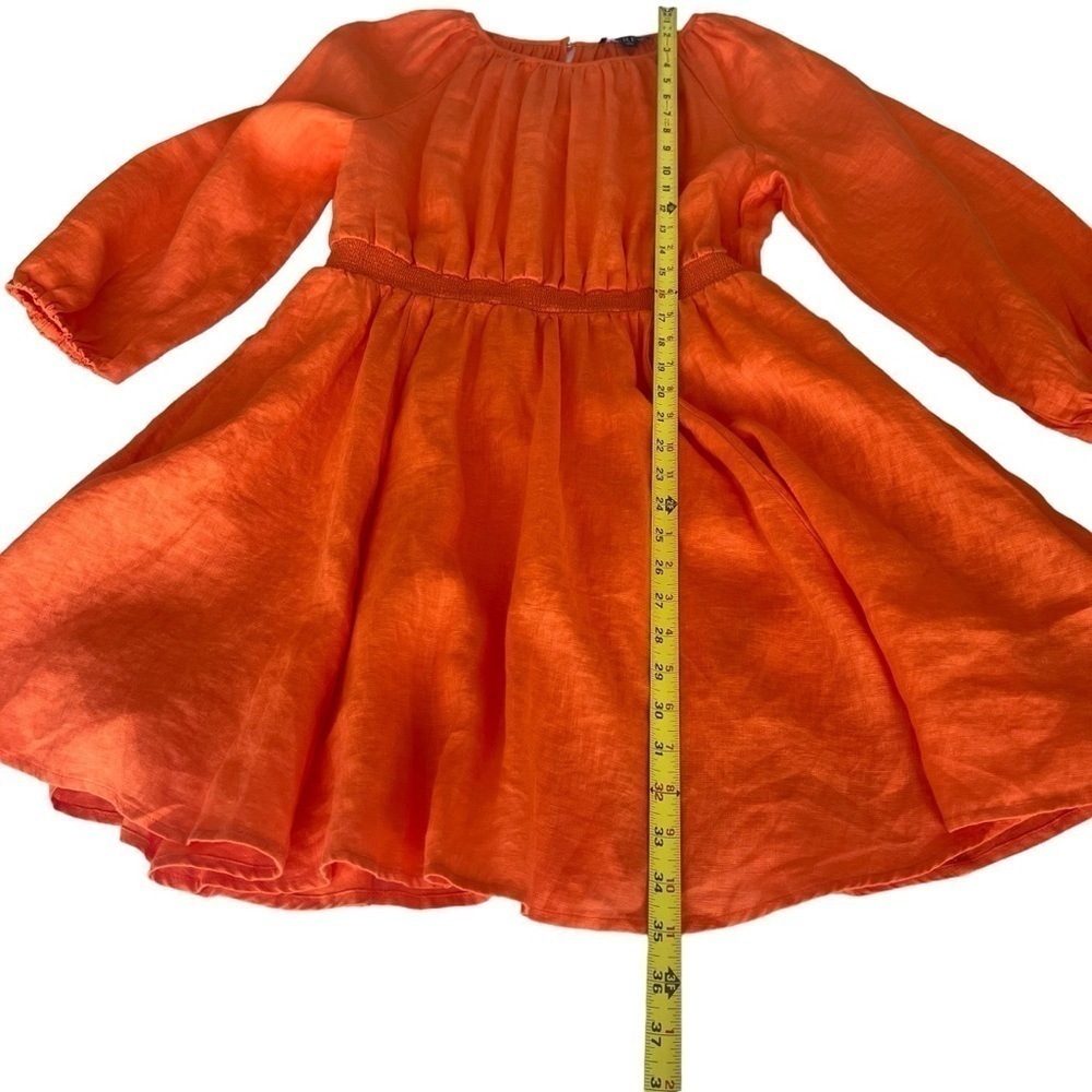 J.Crew Palermo Linen Smocked-Waist Dress Size Medium Fire Lily Color - Picture 6 of 15